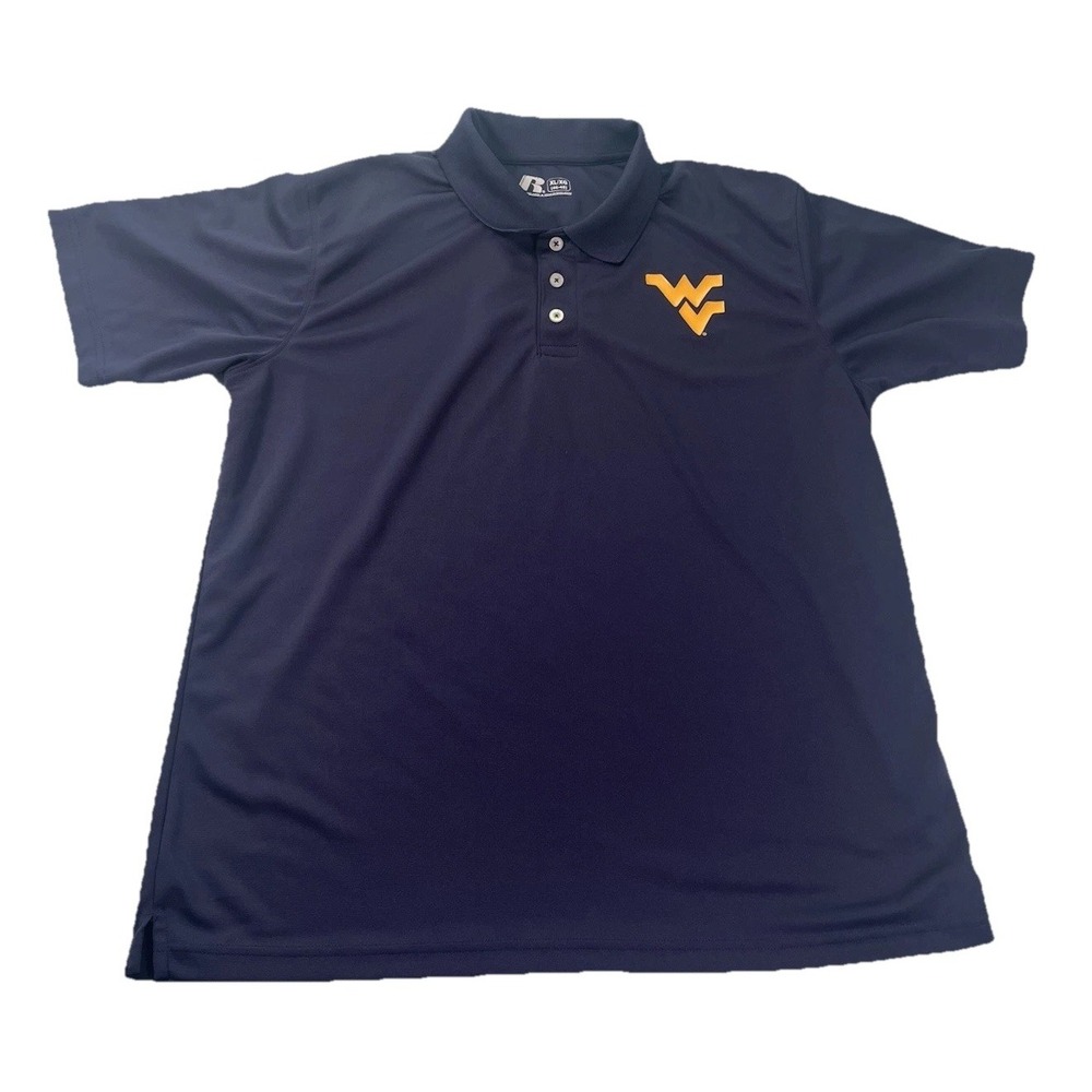 WVU West Virginia Mountaineers Polo Golf Shirt‎ by Russell Mens Size X-Large XL